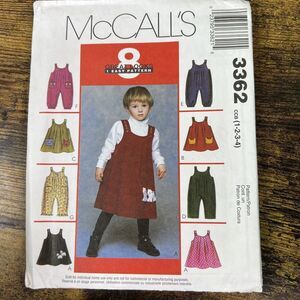 McCall’s Girls Dress Pans Jumper Overall Vintage Uncut Pattern Sz 1 2 3 4 #3362